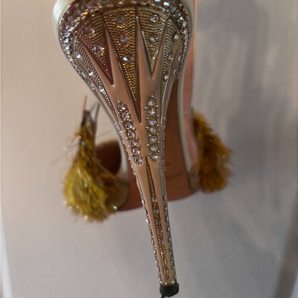 Glamorous Gold and Silver Stiletto Heels with Rhinestone Embellishments